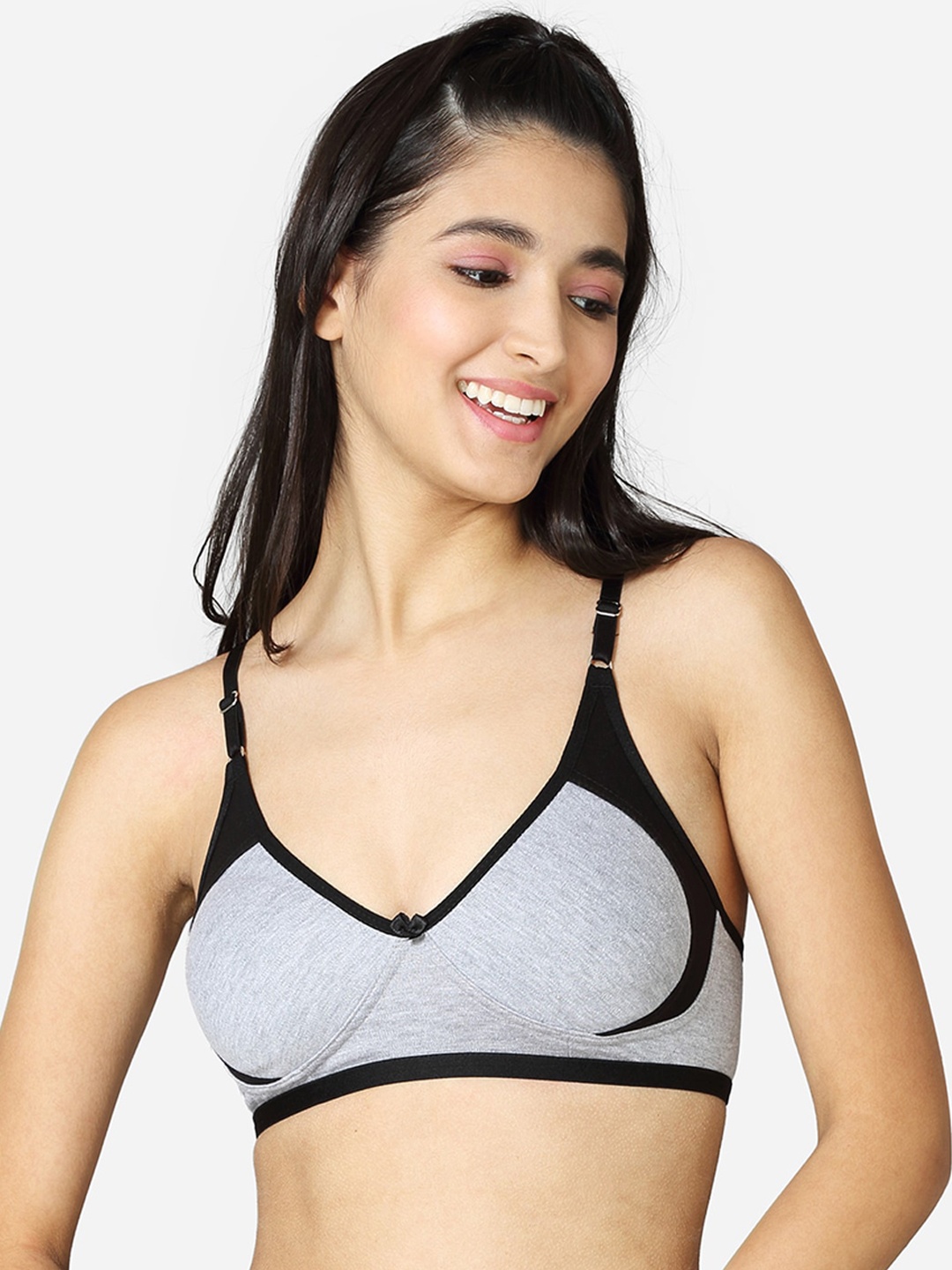 

VStar Grey & Black Colourblocked Bra Non-Padded