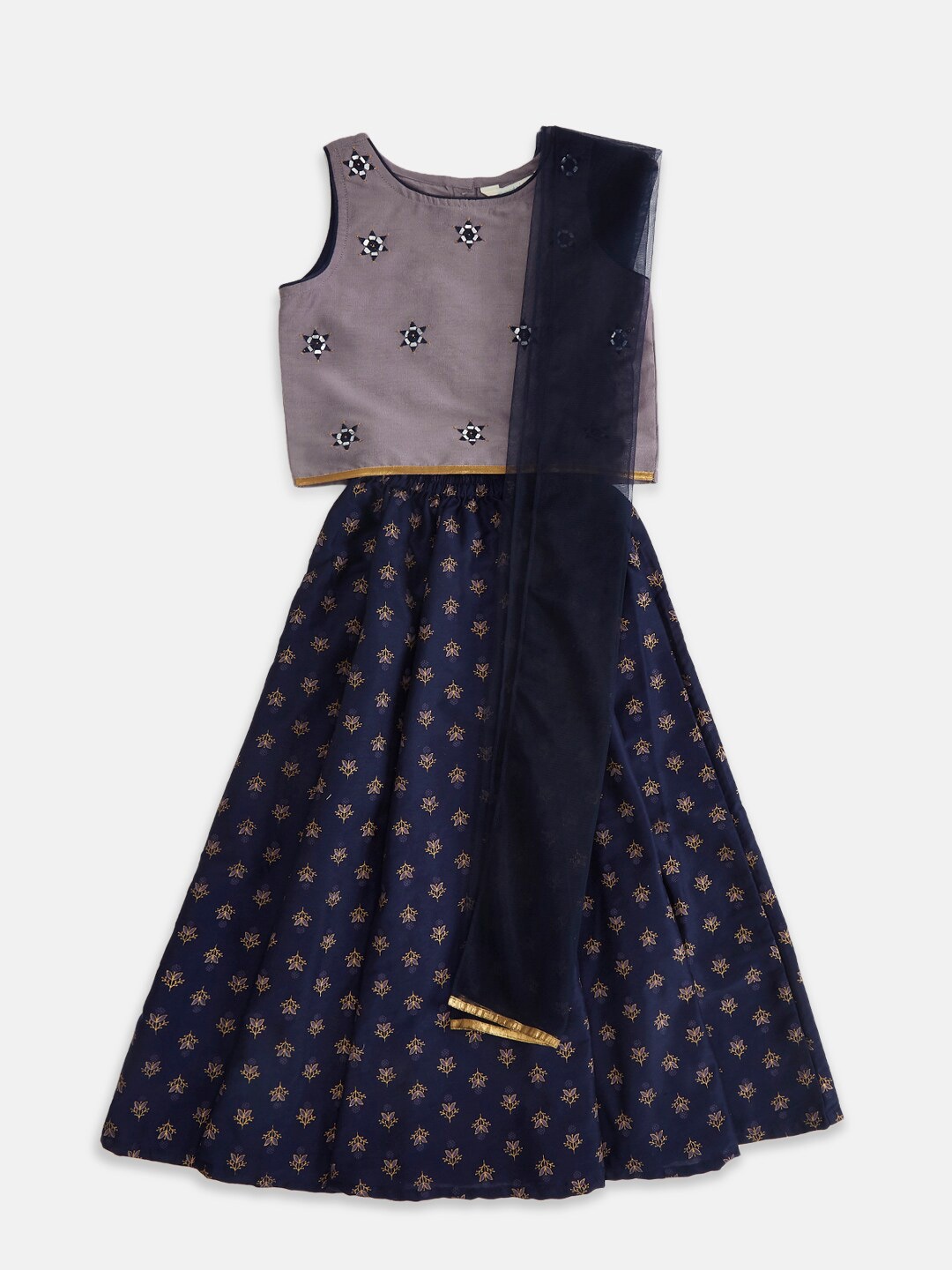 

AKKRITI BY PANTALOONS Purple Geometric Print Crop Top