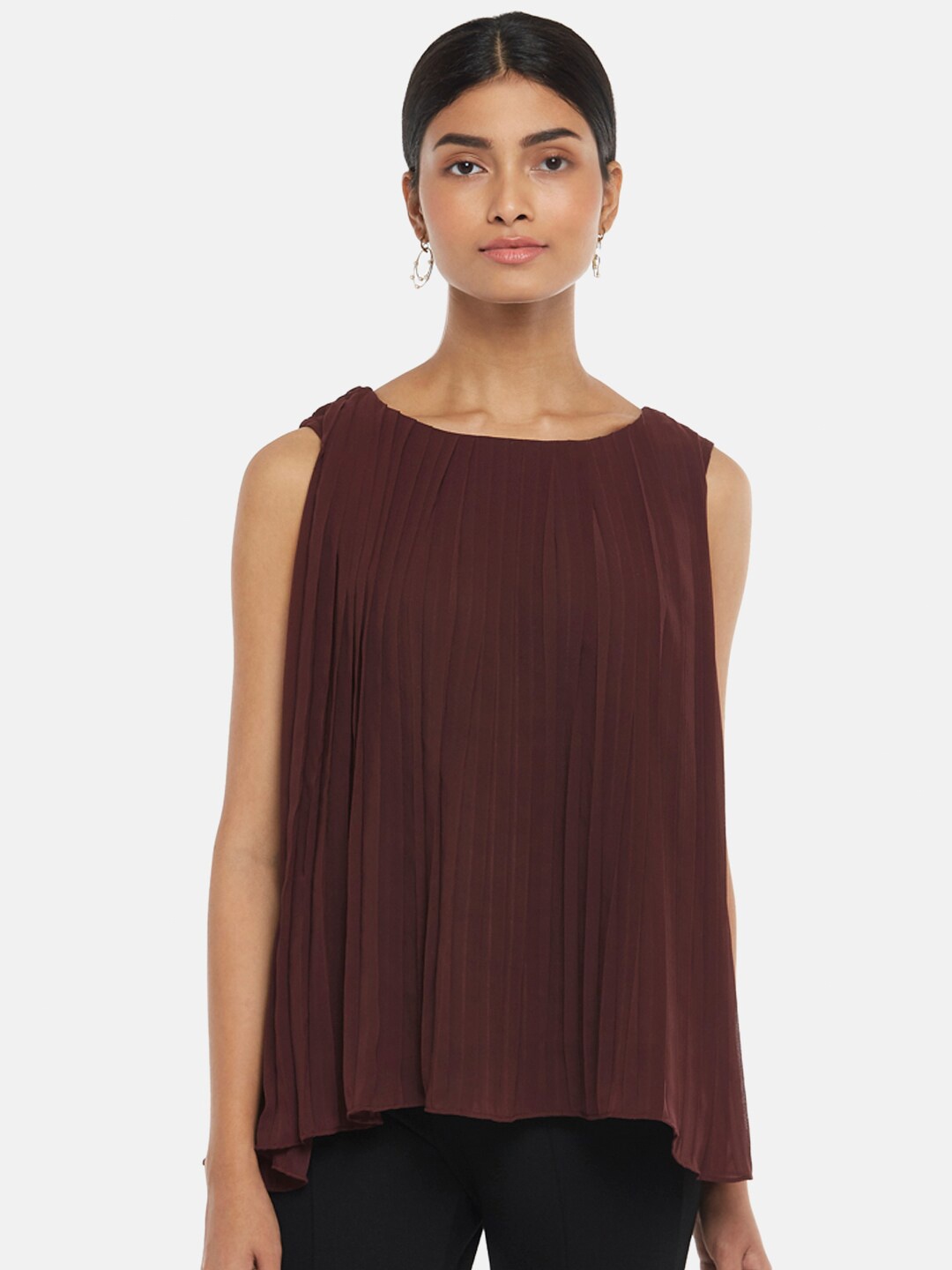 

Annabelle by Pantaloons Brown Tie-Up Neck Top