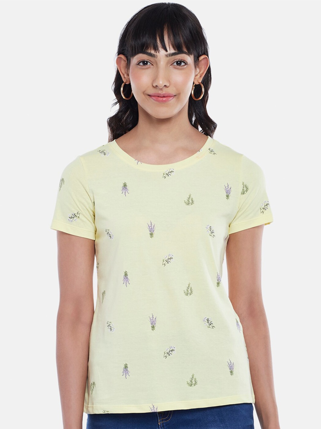 

Honey by Pantaloons Women Yellow Printed T-shirt