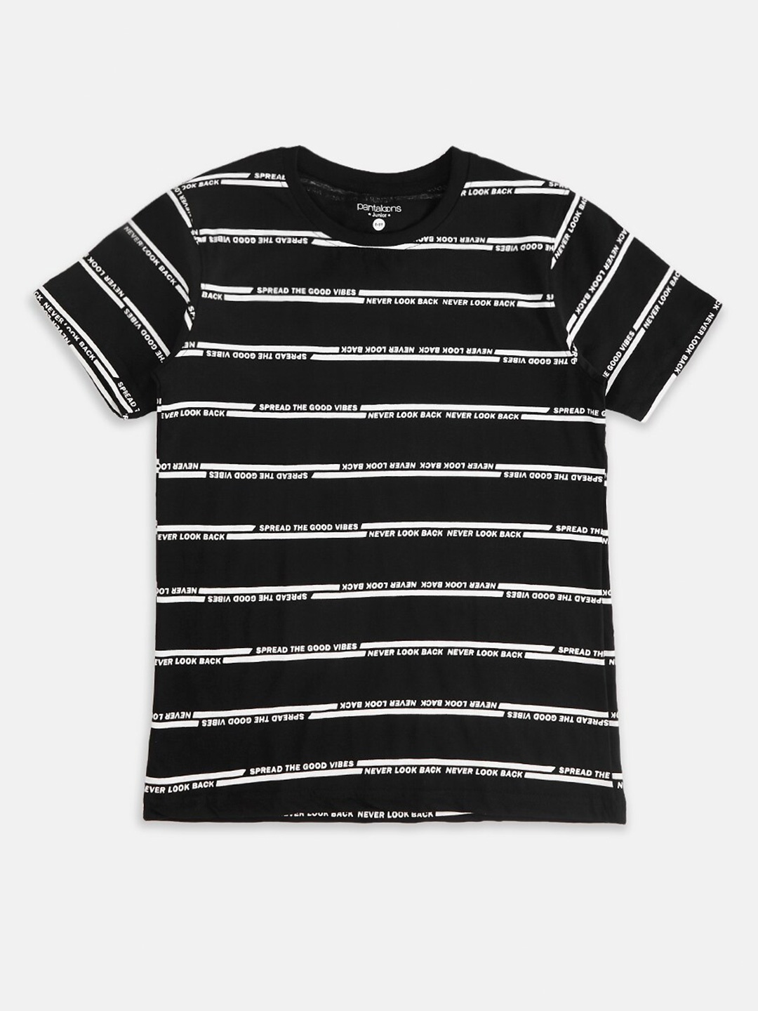 

Pantaloons Junior Boys Black Striped T-shirt