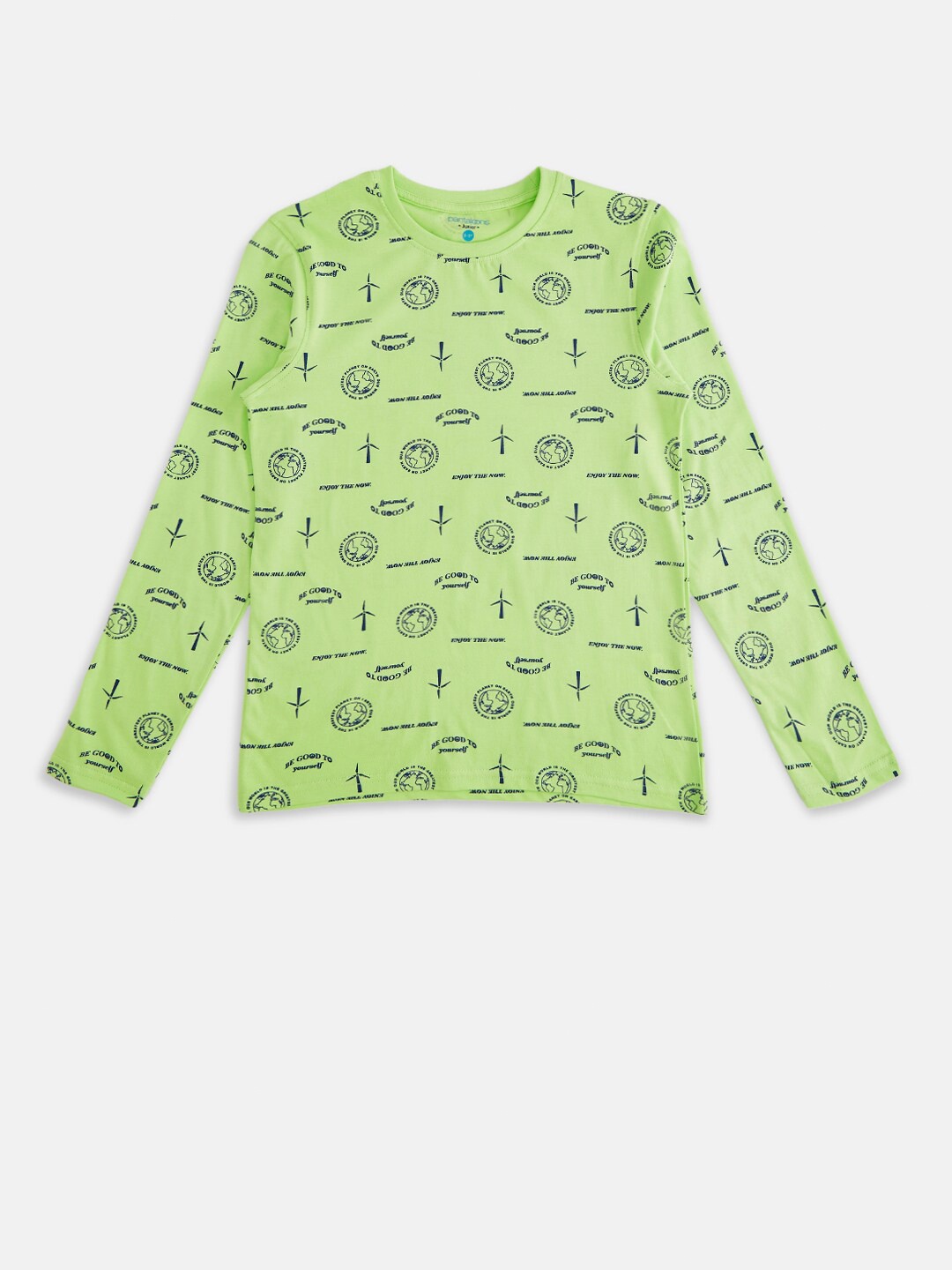 

Pantaloons Junior Boys Lime Green Printed Henley Neck T-shirt