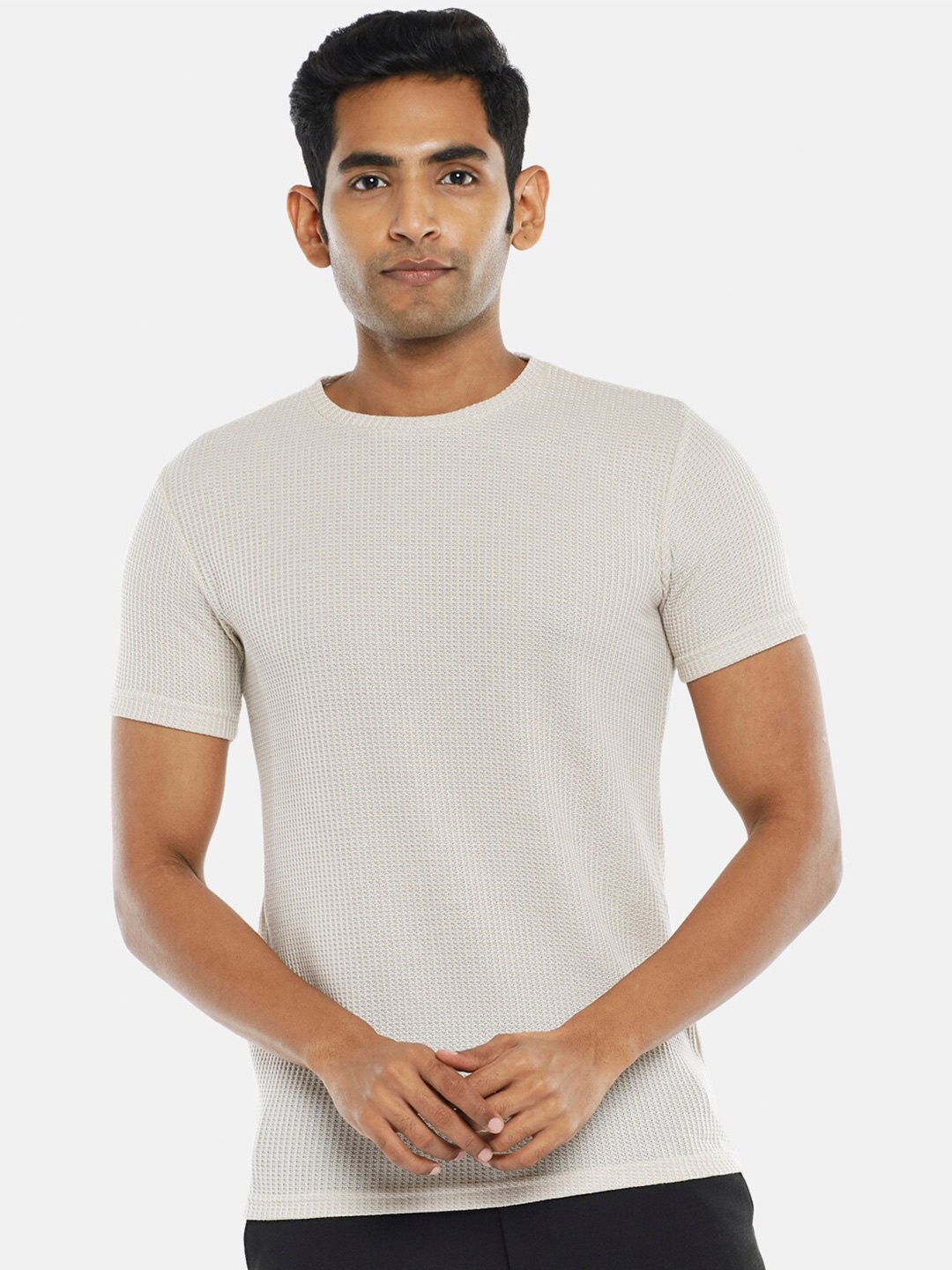 

BYFORD by Pantaloons Men Beige Slim Fit T-shirt