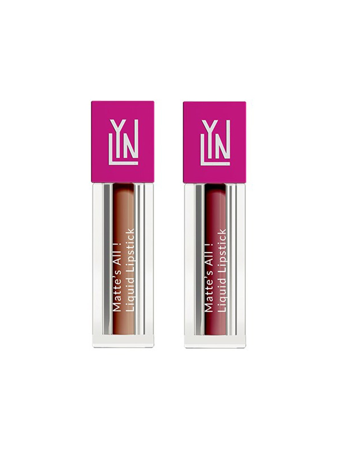 

LYN LIVE YOUR NOW Set of 2 Matte's All Liquid Lipstick-Nude Energy & Good Mauve 1ml Each, Pink