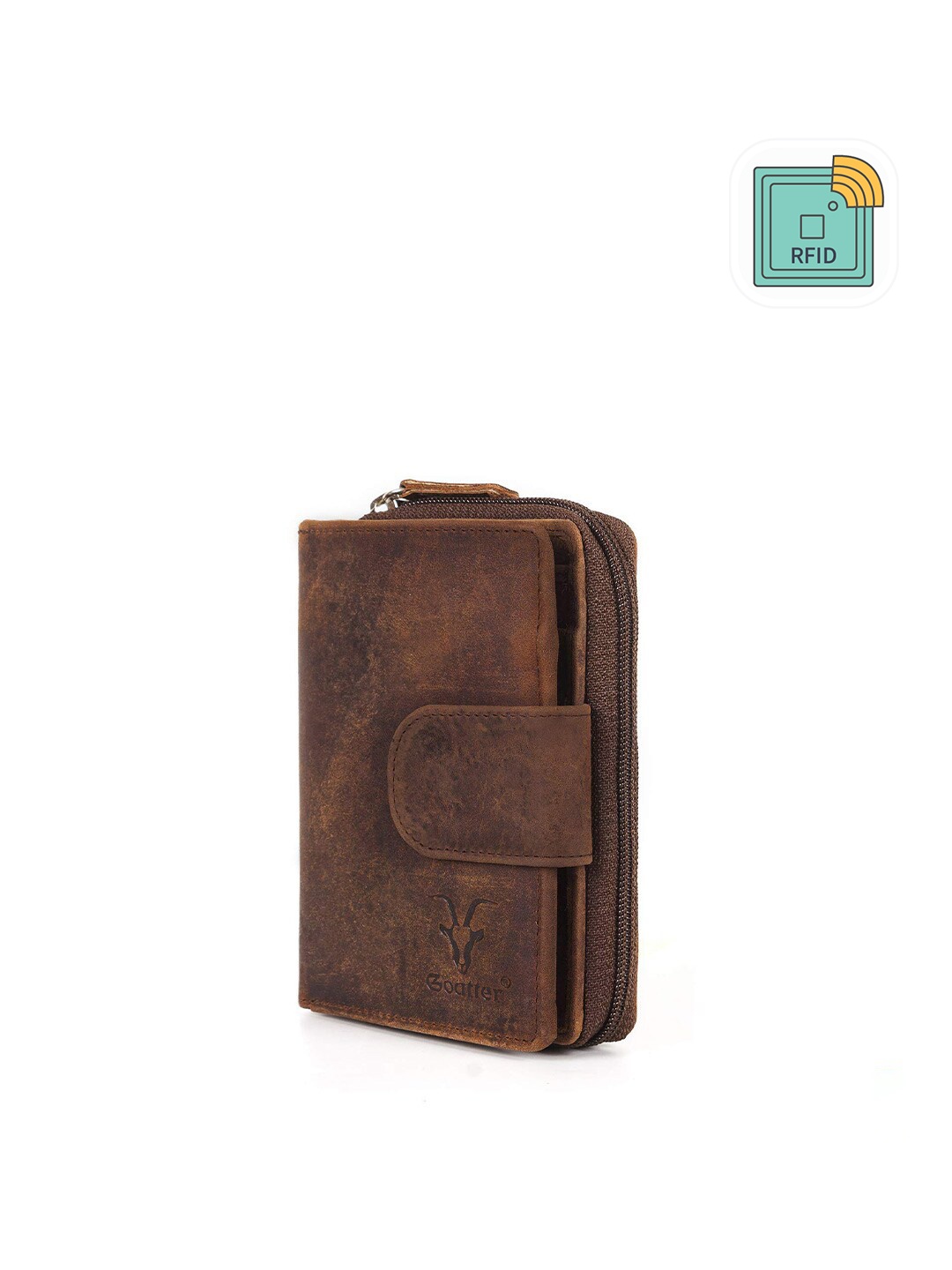 

Goatter Men Coffee Brown Leather Two Fold Wallet