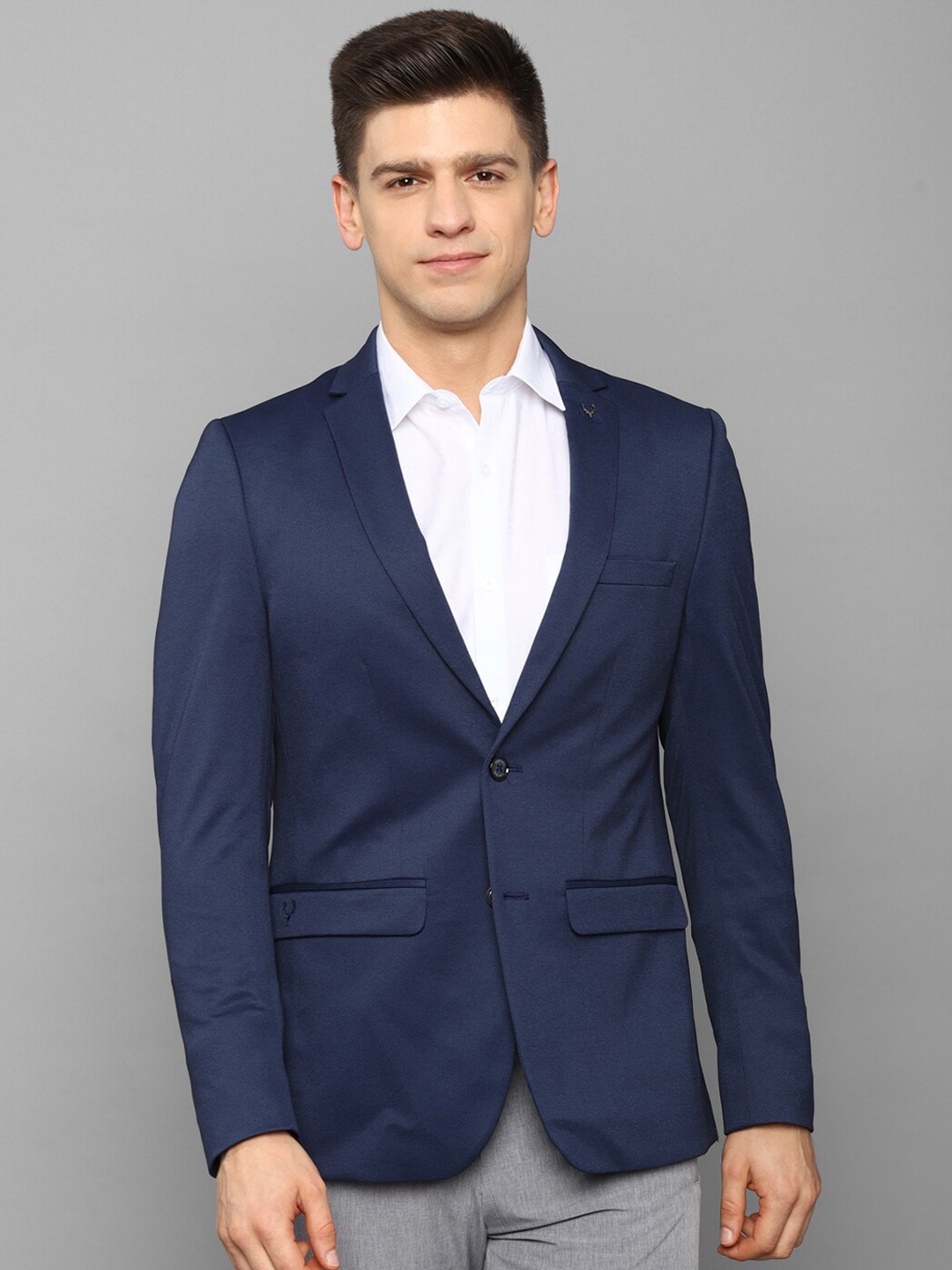 

Allen Solly Men Navy Blue Solid Single-Breasted Formal Blazer