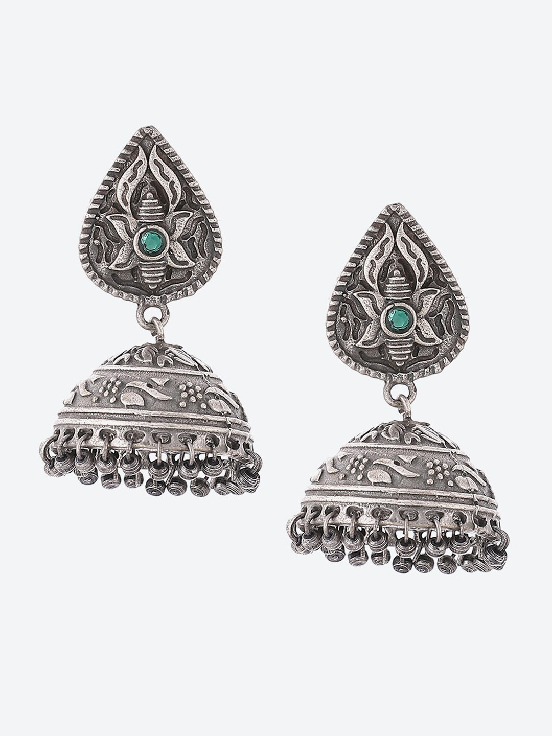 

Biba Silver-Toned Contemporary Jhumkas Earrings