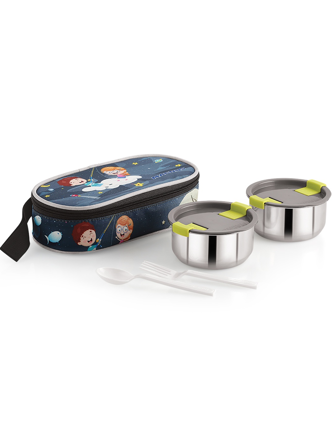 

MAGNUS Grey Printed Stainless Steel Lunch Box