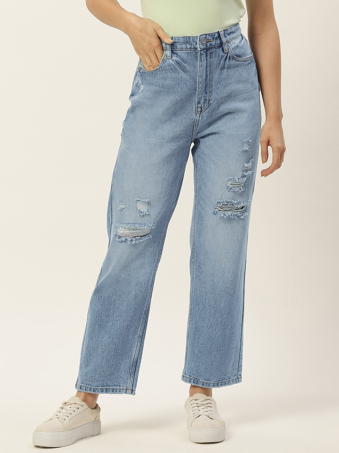 

Madame Women Blue Mildly Distressed Light Fade Jeans