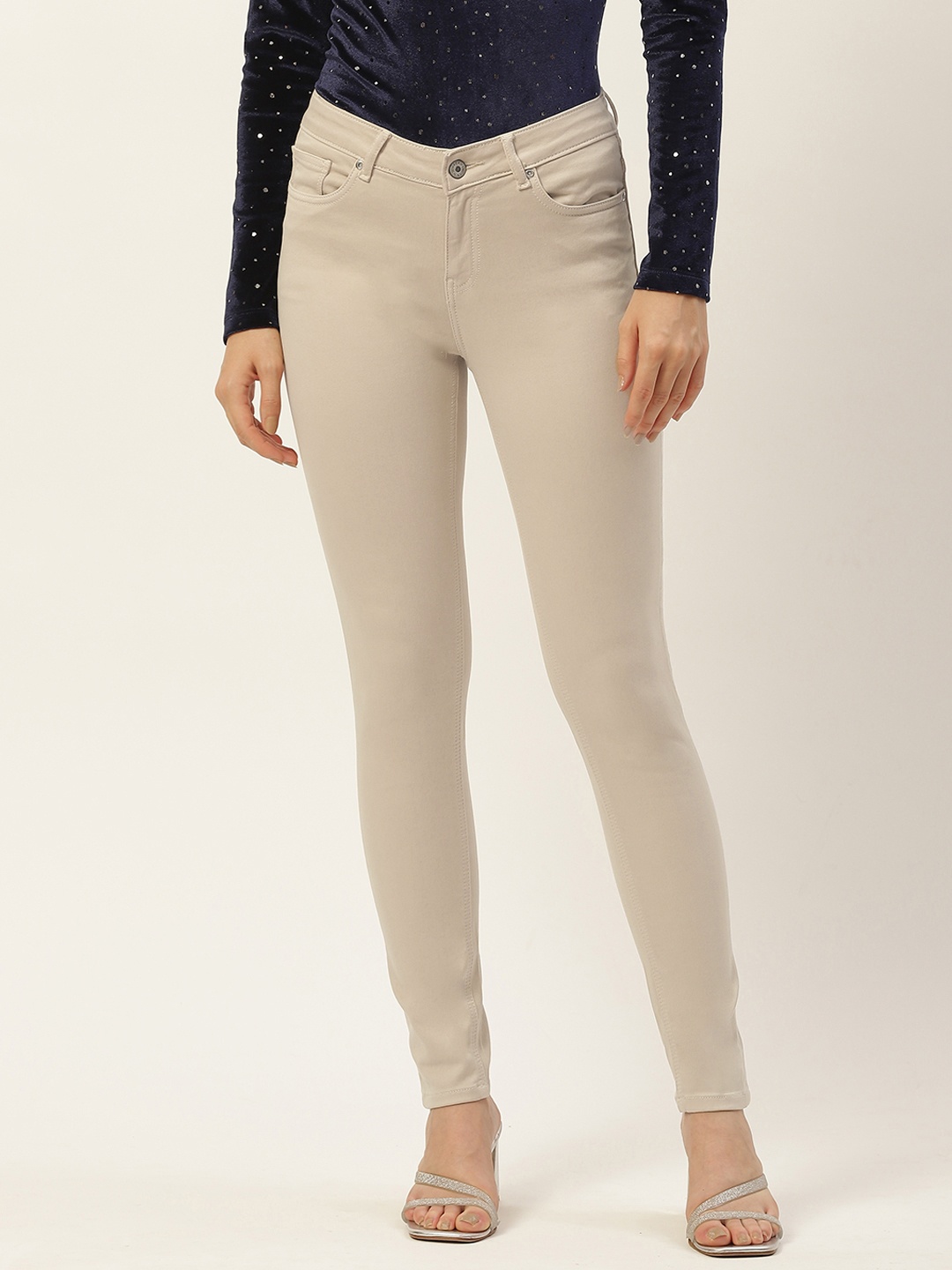 

Madame Women Beige Stretchable Jeans