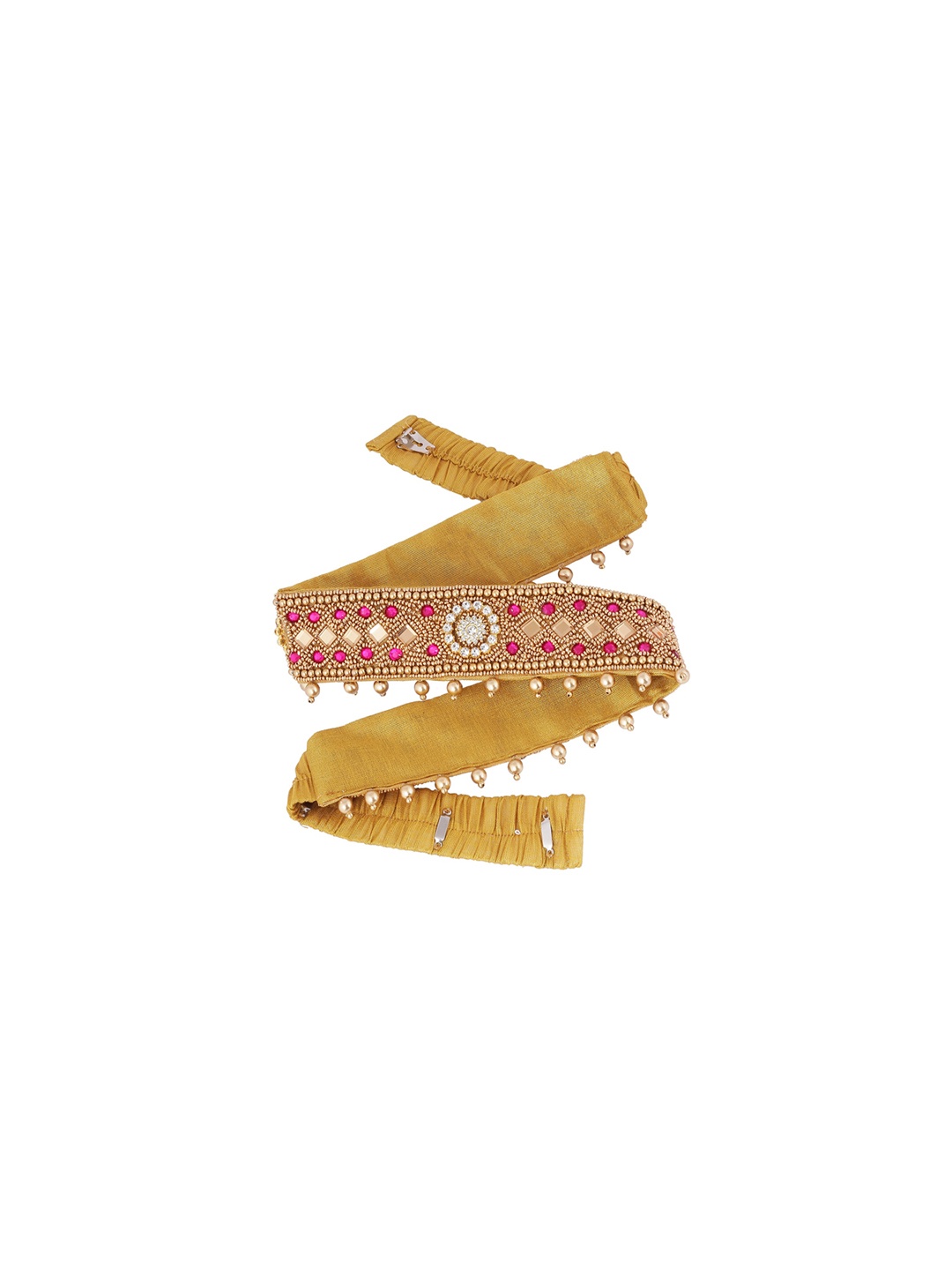 

VAMA Women Pink Stone Studded Cloth Waist Chain