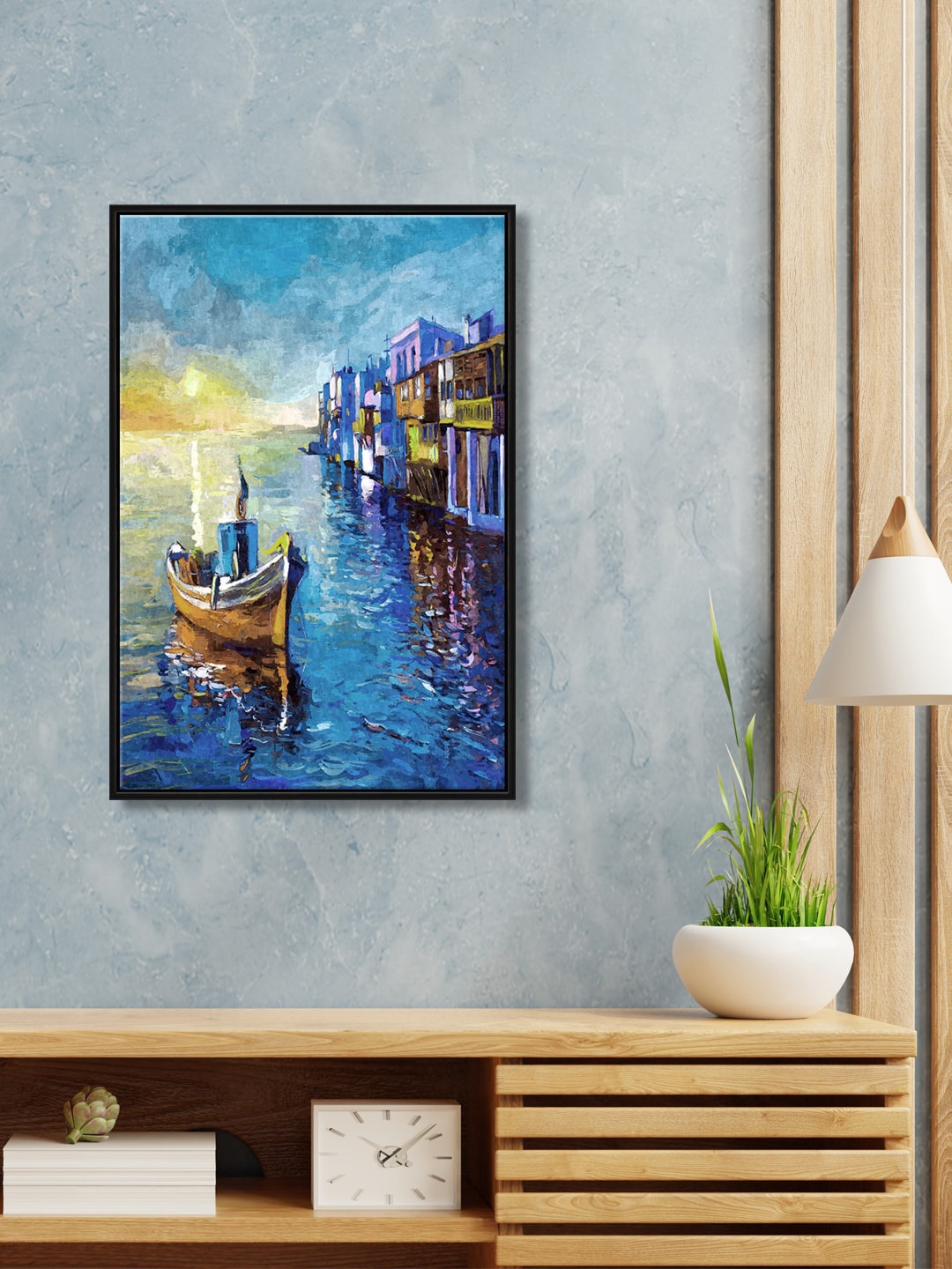 

999Store Blue Abstract Framed Wall Painting