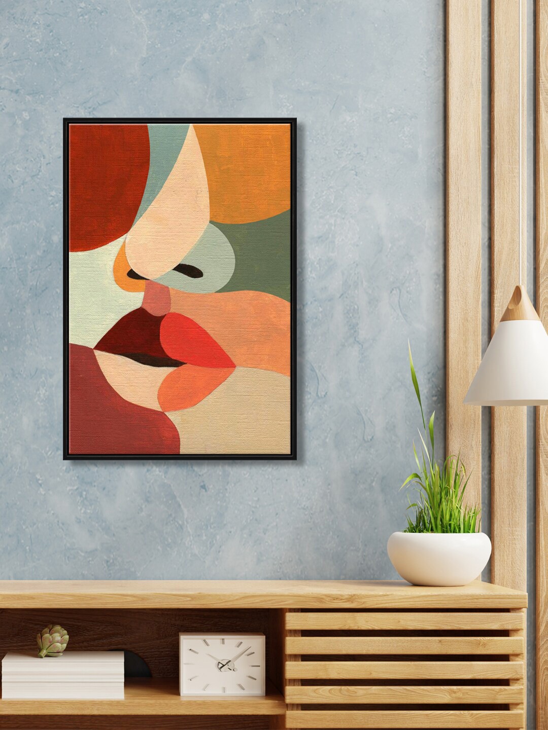 

999Store Orange & Brown Two Faces Modern Wall Art