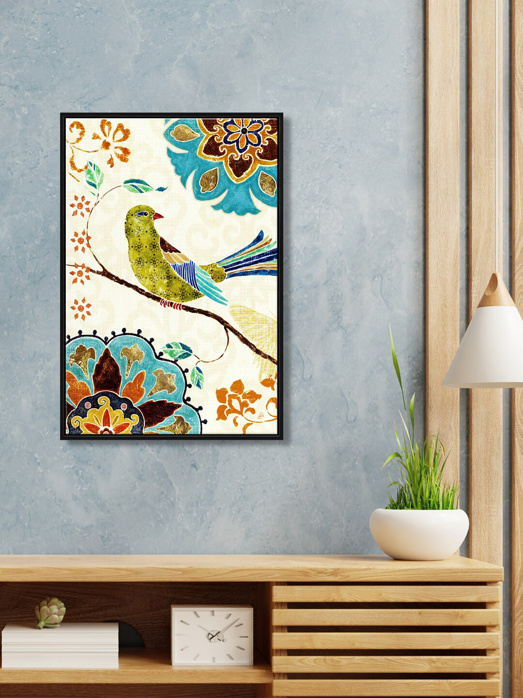 

999Store White & Blue Eastern Tales Birds Wall Art
