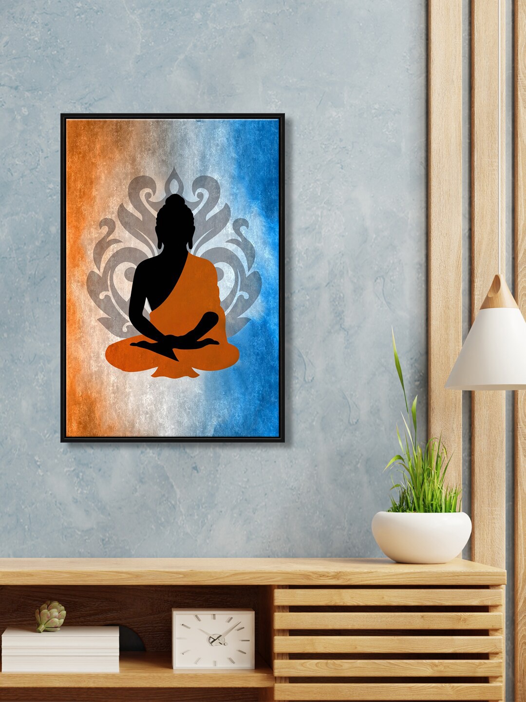 

999Store Blue & Orange Gautam Buddha Wall Art