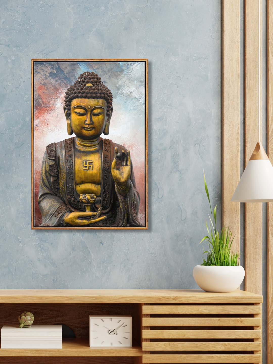 

999Store Brown & Gold-Toned Gautam Buddha Canvas Wall Art