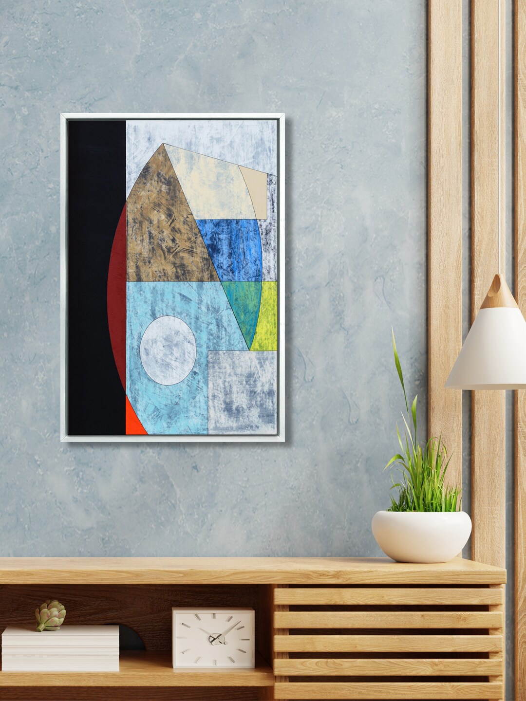 

999Store Blue & Grey Abstract Framed Wall Painting