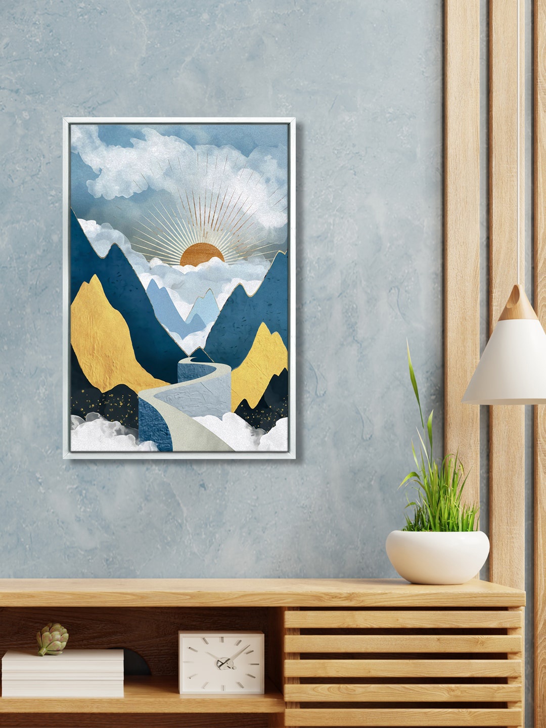 

999Store Blue & Yellow Abtract Painting Canvas Wall Art