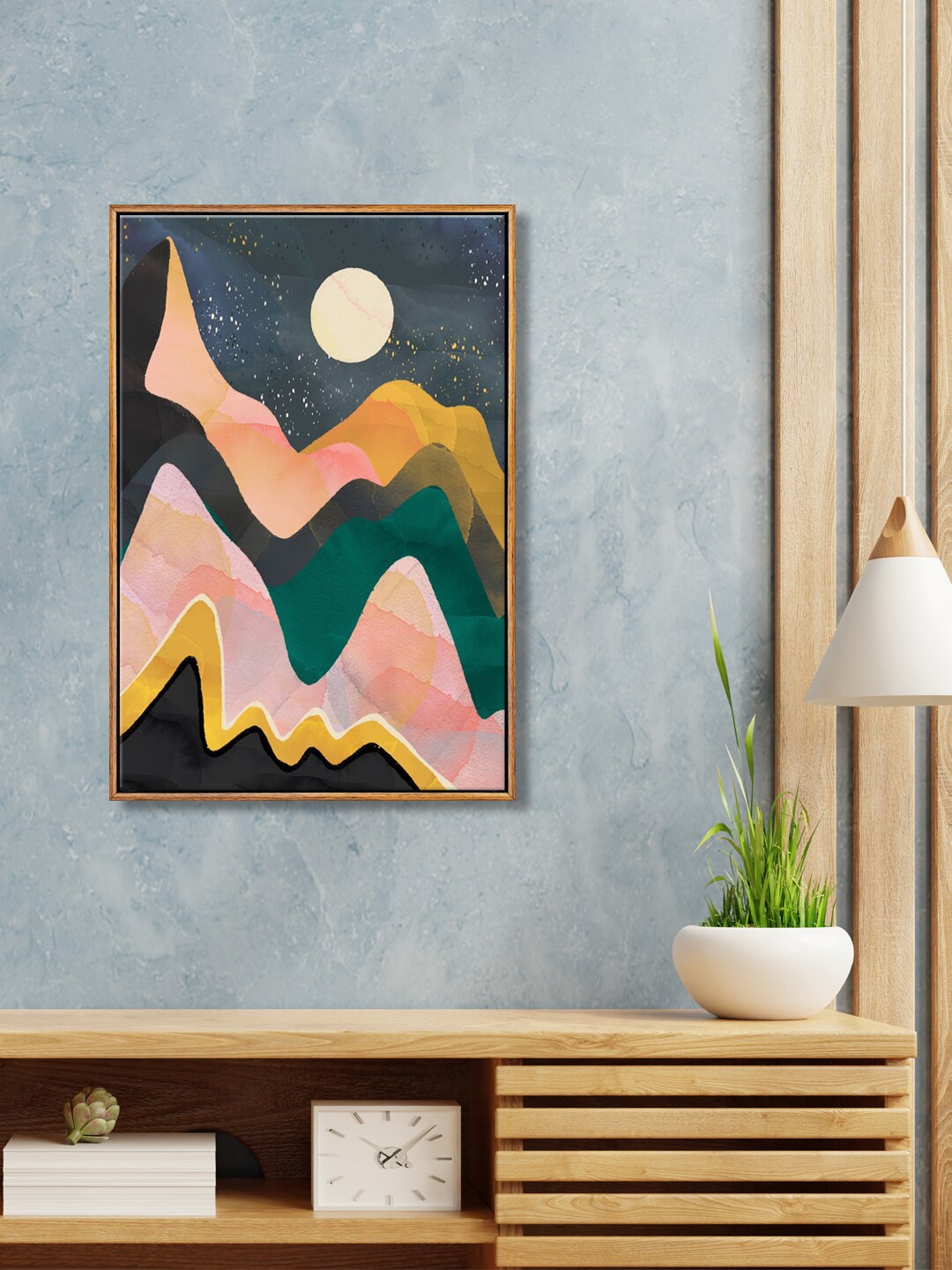 

999Store Grey & Pink Night Sky Nature View Canvas Wall Art