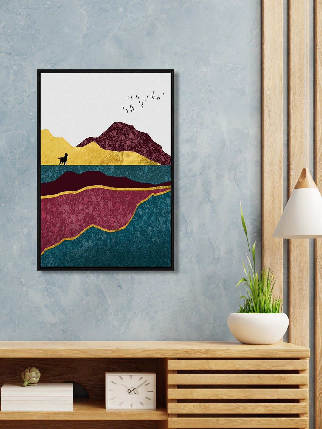 

999Store Yellow & Blue Abstract Painting Canvas Wall Art