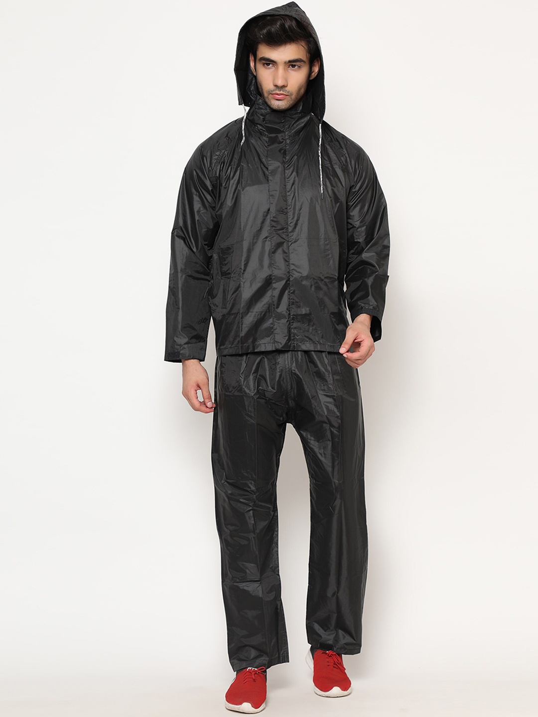 

TEEMOODS Men Black Solid Rain Suit