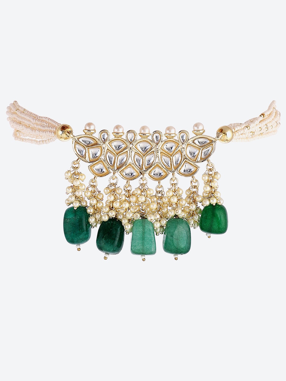 

Biba Women Gold-Plated Green Beaded Necklace & Earrings Set