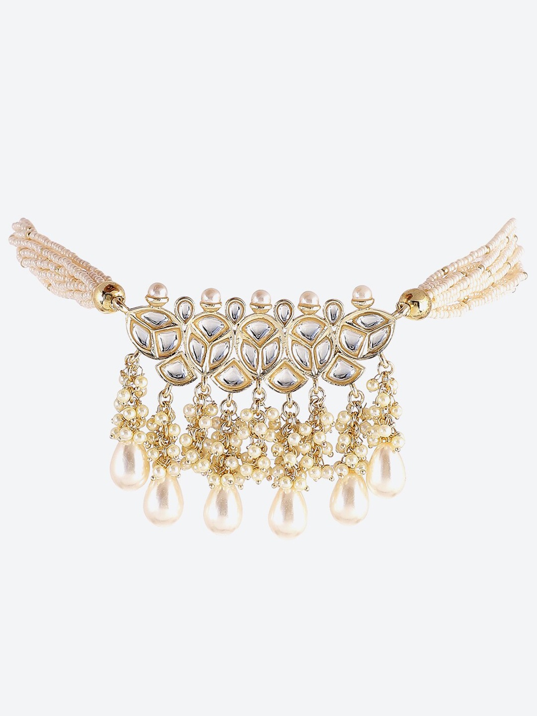 

Biba Women Peach-coloured & Silver-Toned Pearl Jewellery Set