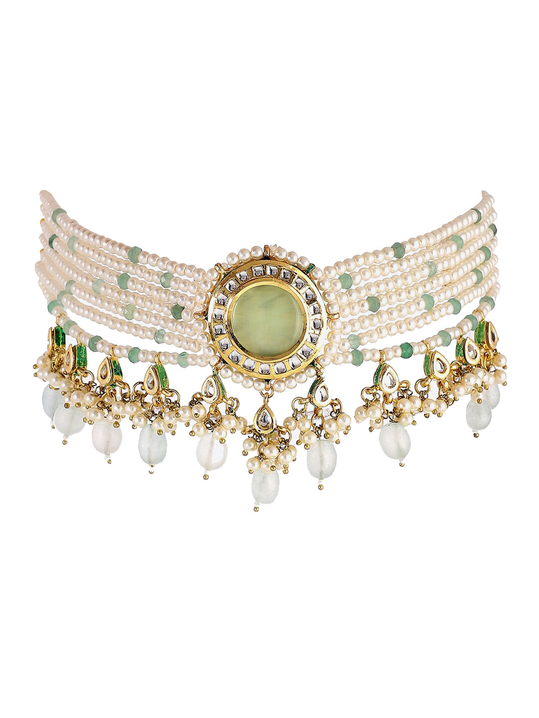 

Biba Green Artificial Stone Studded Choker Jewellery Set