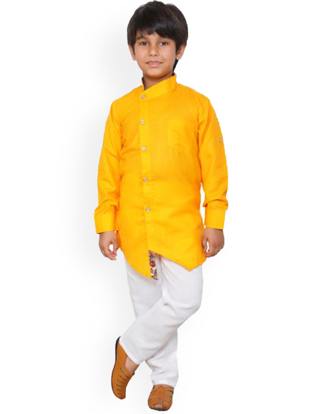 

DKGF FASHION Boys Yellow Kurta with Pyjamas