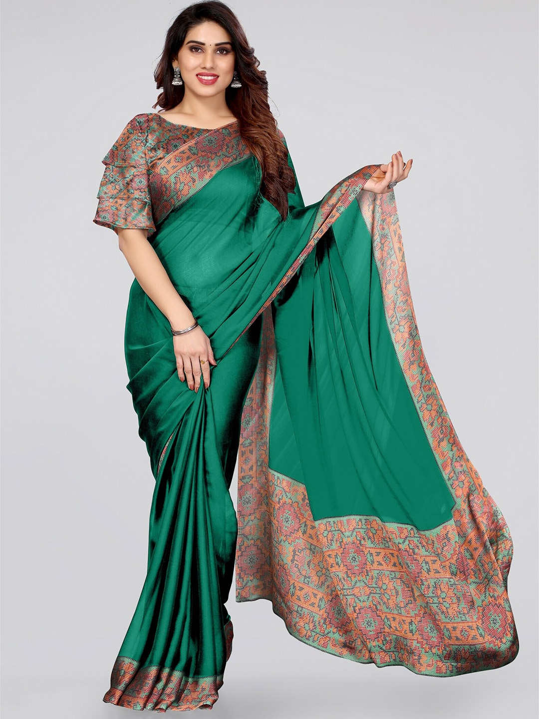 

KALINI Green & Pink Saree