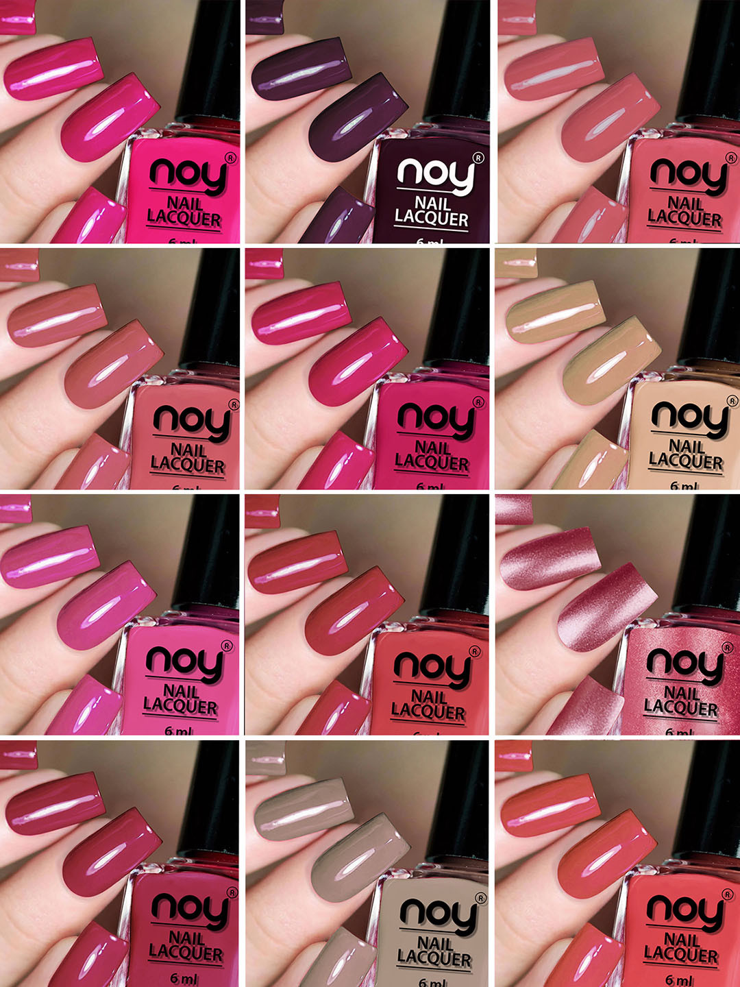 

NOY Set of 12 Quick Dry Extra Shine Glossy Nail Polish 6ml each - Combo 03, Multi