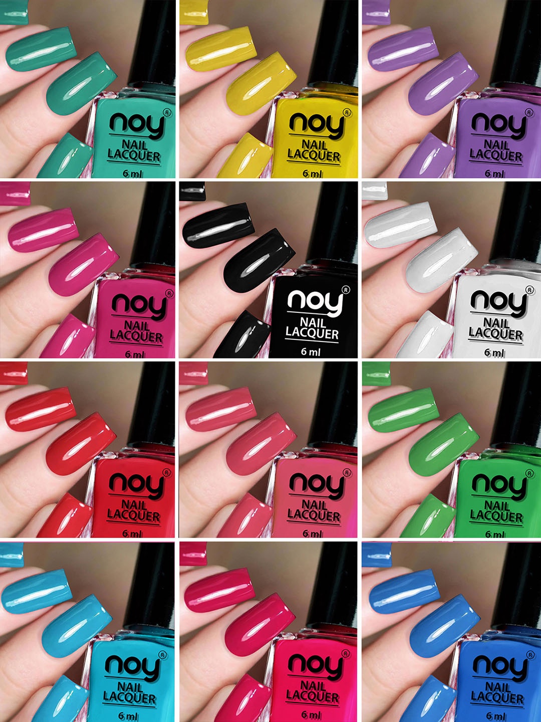 

NOY Set of 12 Quick Dry Extra Shine Glossy Nail Polish 6ml each - Combo 04, Multi