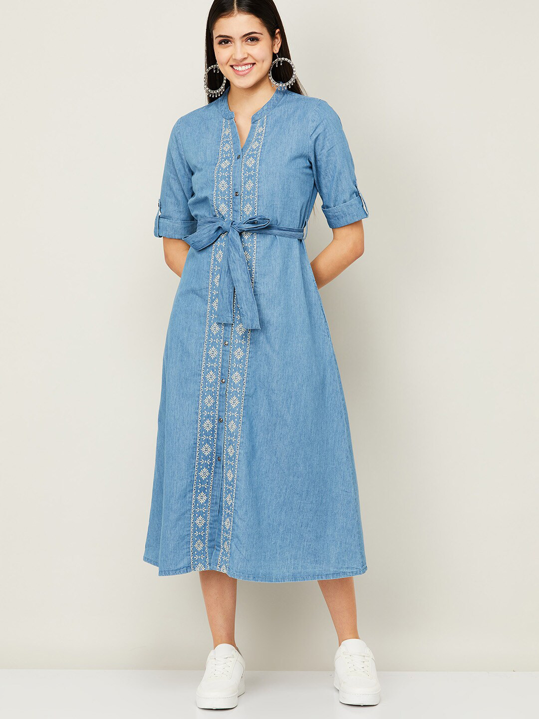 

Colour Me by Melange Blue & sahara sun A-Line Midi Dress