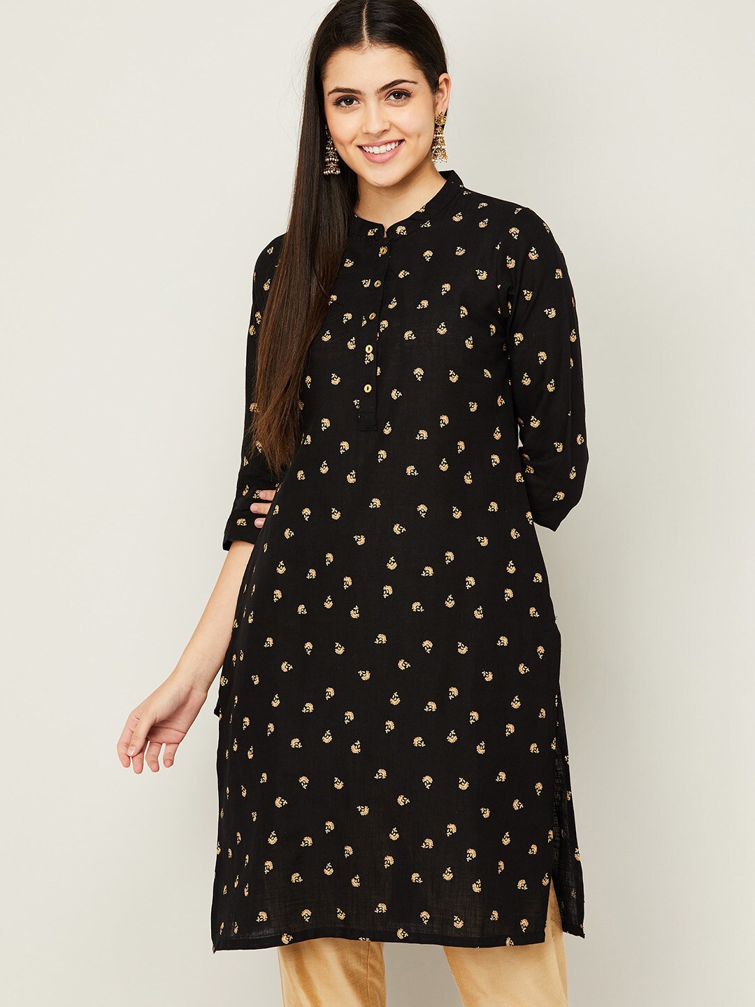 

Melange by Lifestyle Women Black Quirky Printed Kurta