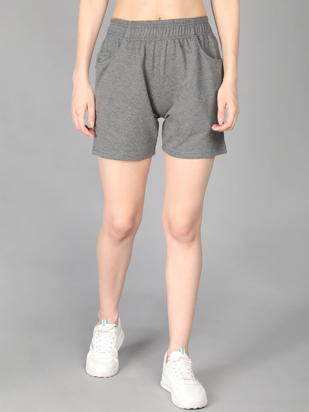

CHKOKKO Women Grey Loose Fit Outdoor Sports Shorts