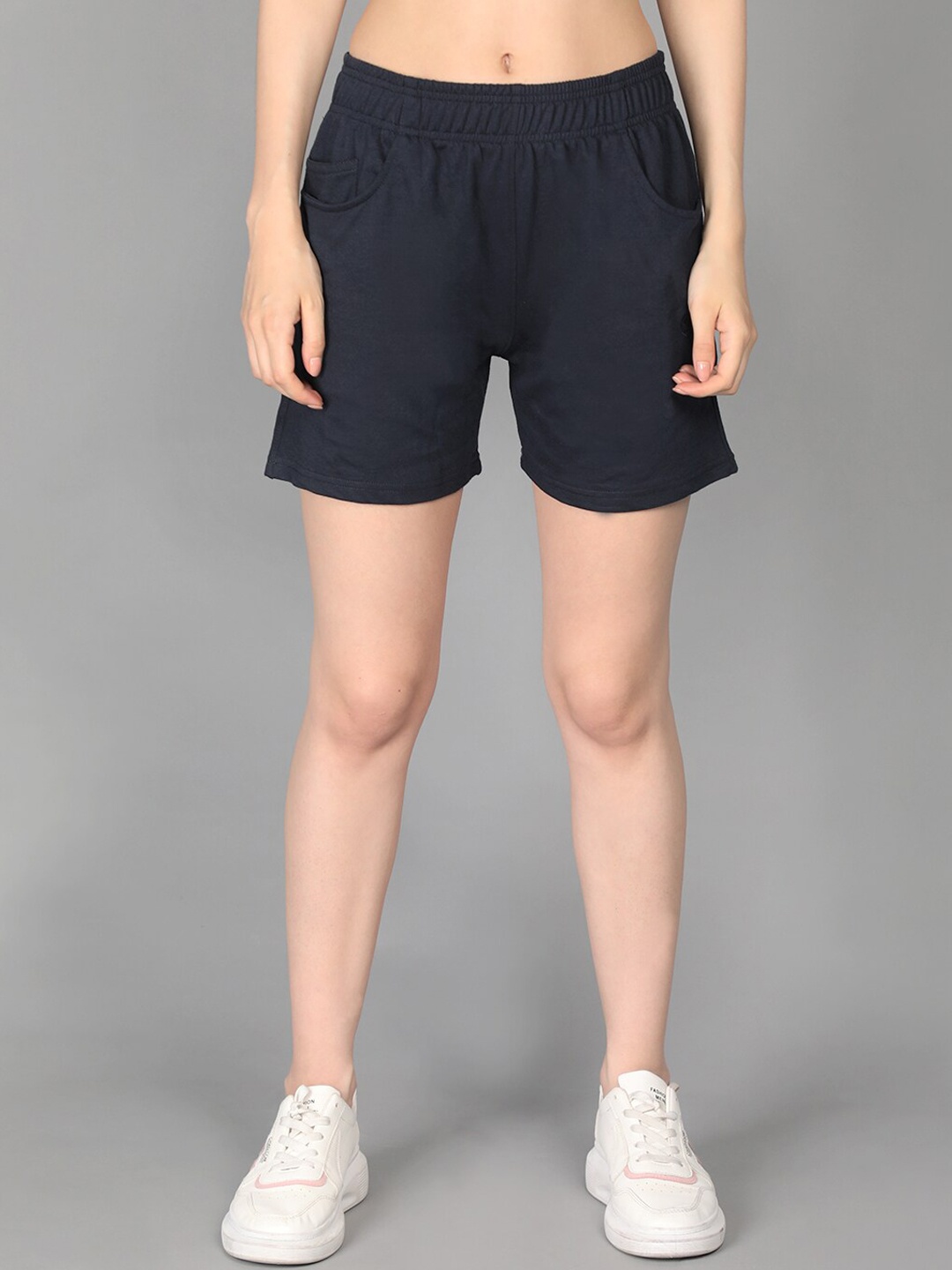

CHKOKKO Women Navy Blue Loose Fit Outdoor Shorts