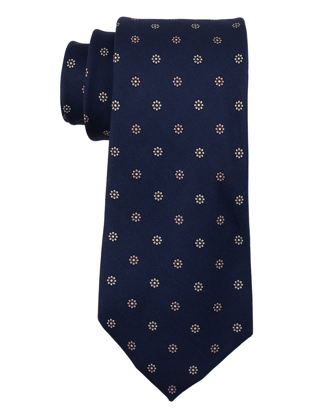 

The Tie Hub Men Navy Blue & White Printed Broad Tie