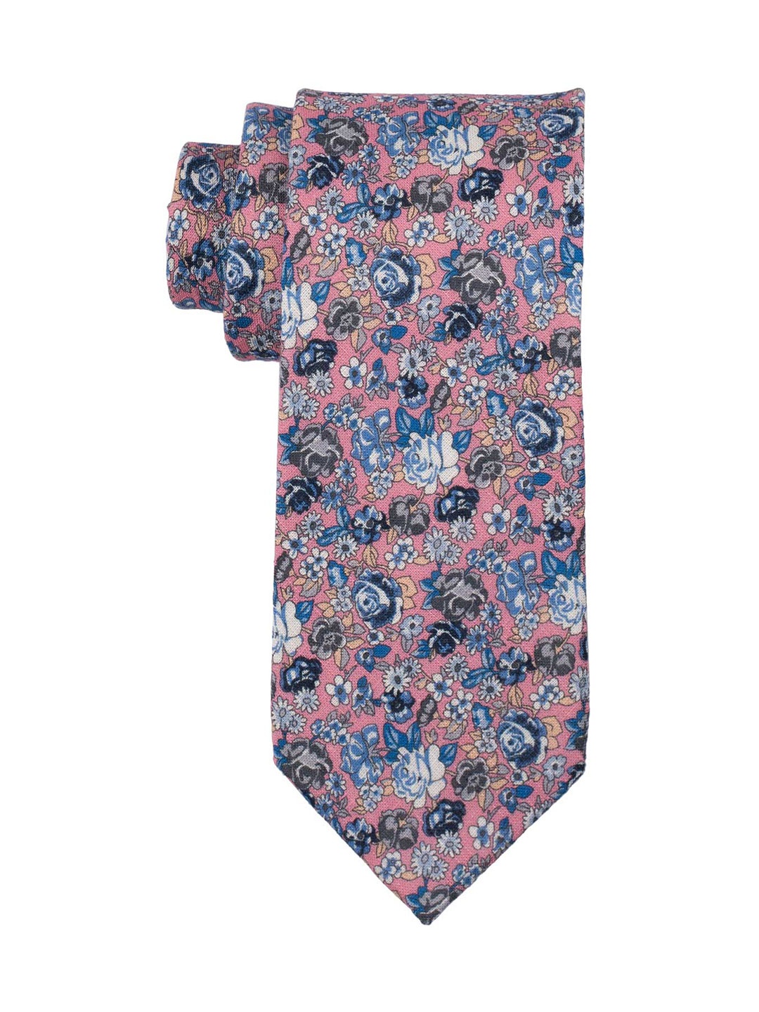 

The Tie Hub Men Pink & Blue Printed Broad Tie