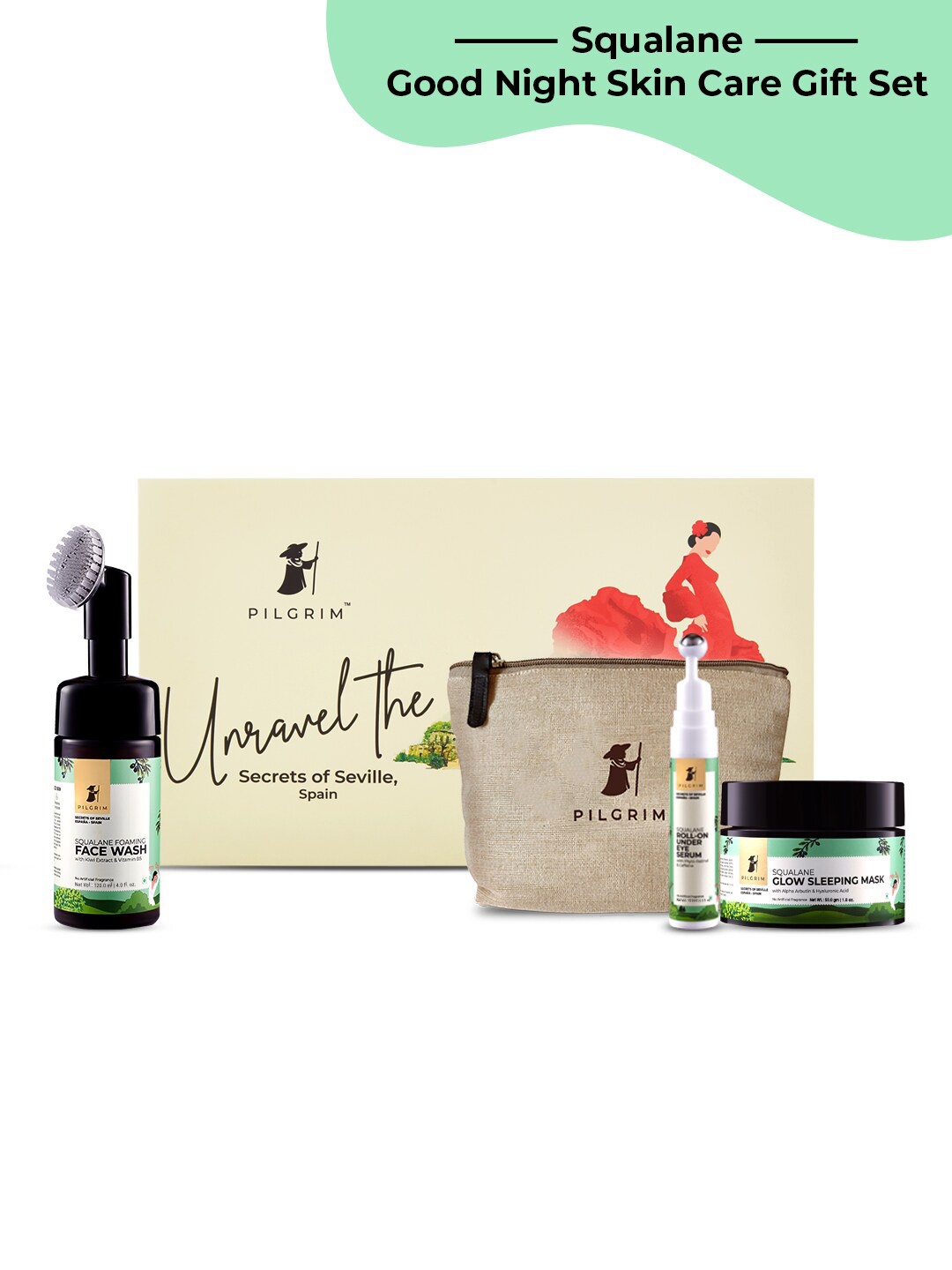 

Pilgrim Squalane Good Night Ritual Skin Care Gift Set, Green