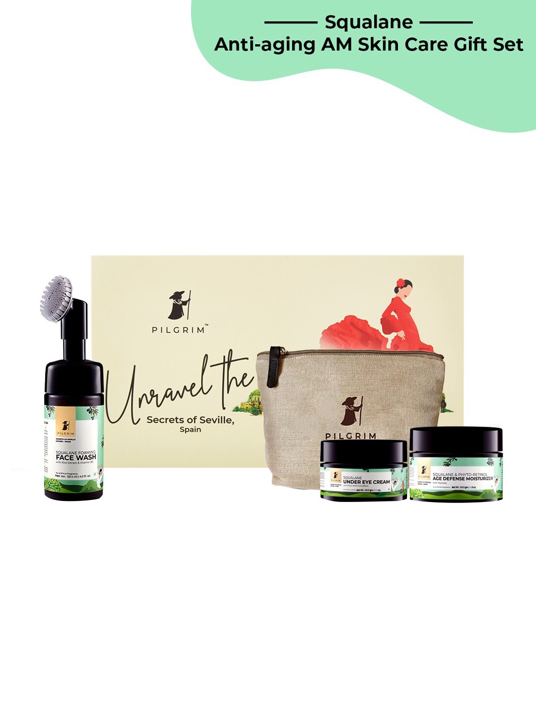 

Pilgrim Squalane Morning Ritual Skin Care Gift Set - 200g, Green