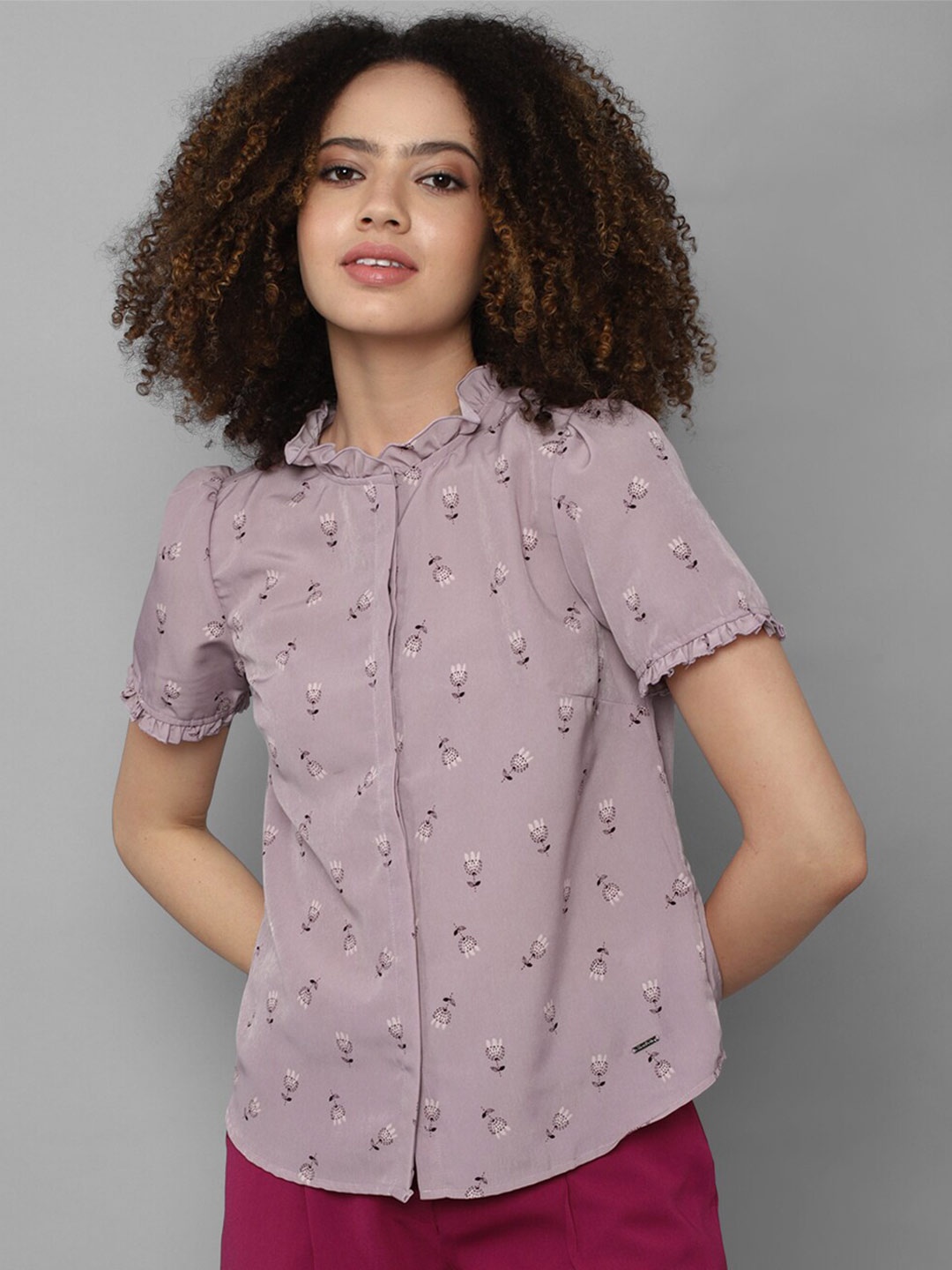 

Allen Solly Woman Purple & lilac marble Print Shirt Style Top