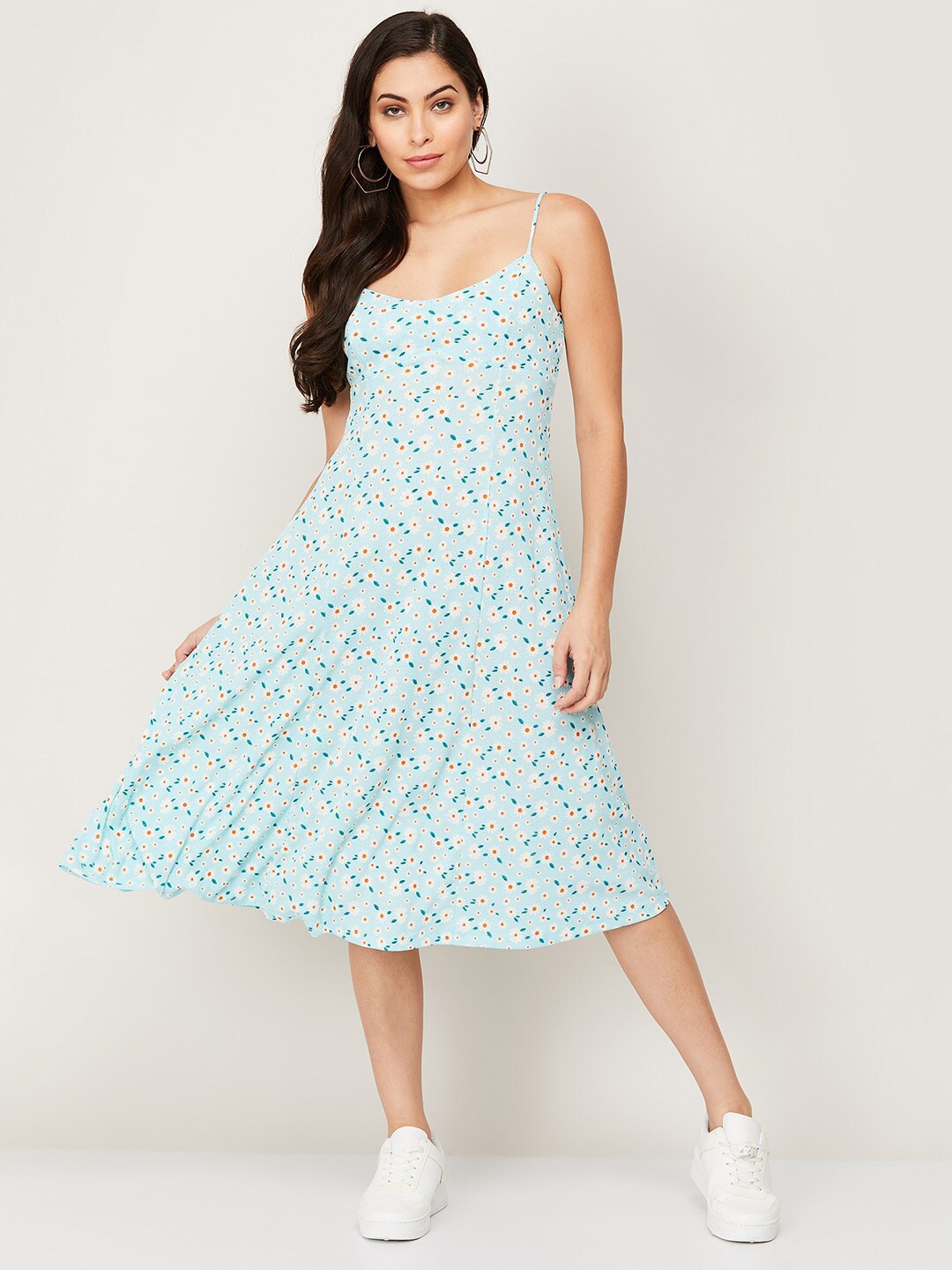 

Ginger by Lifestyle Pink Floral A-Line Midi Dress