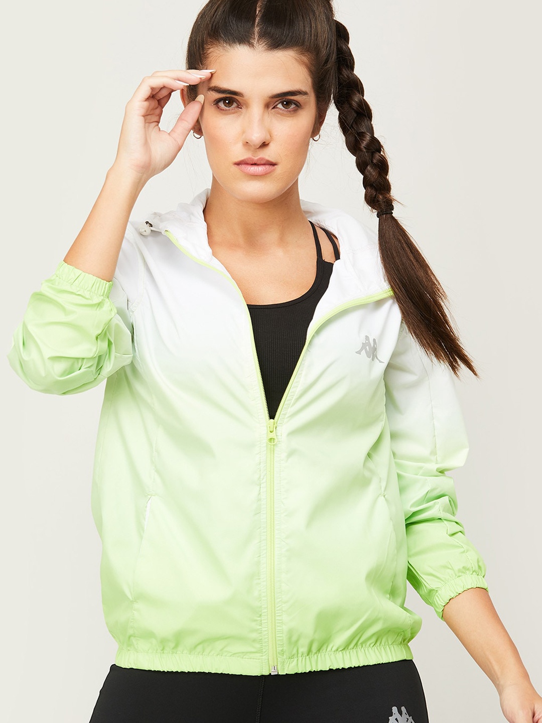 

Kappa Women Green Bomber with Embroidered Jacket