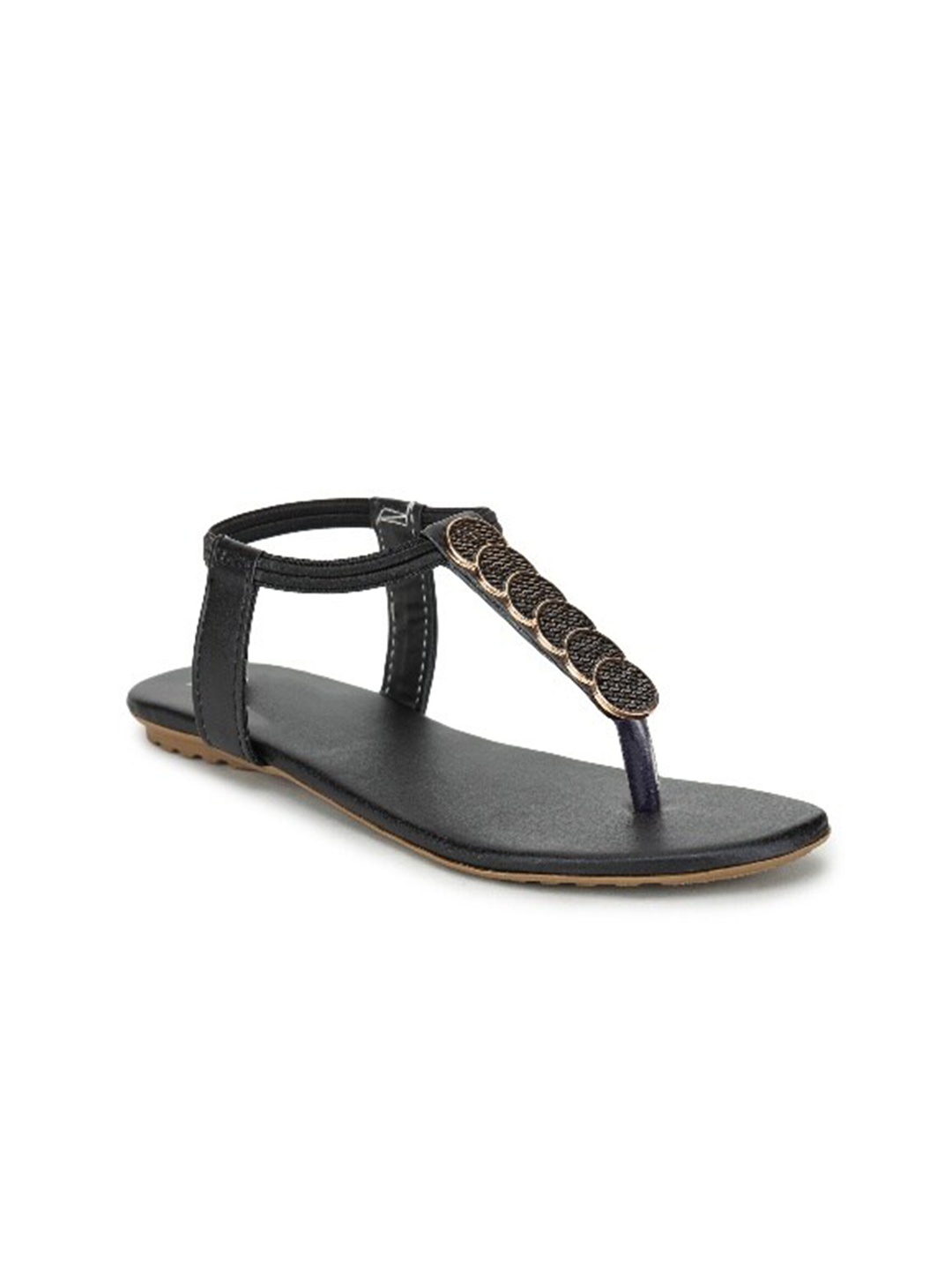 

WOMENS BERRY Women Black Embellished T-Strap Flats