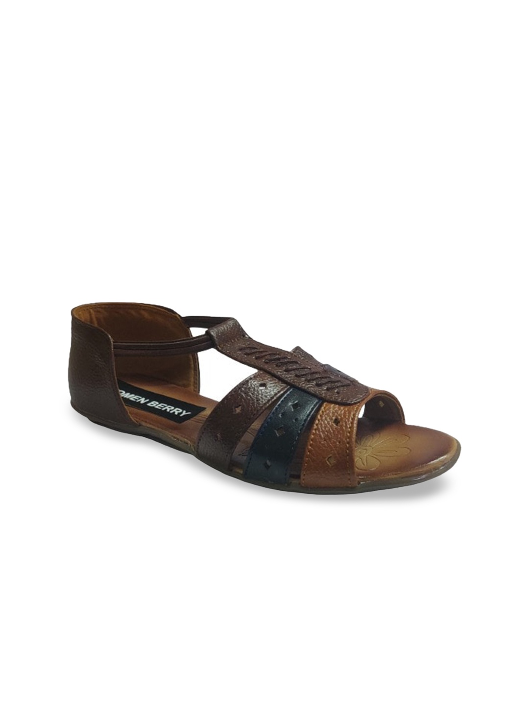 

WOMENS BERRY Women Brown Colourblocked Ballerinas with Laser Cuts Flats