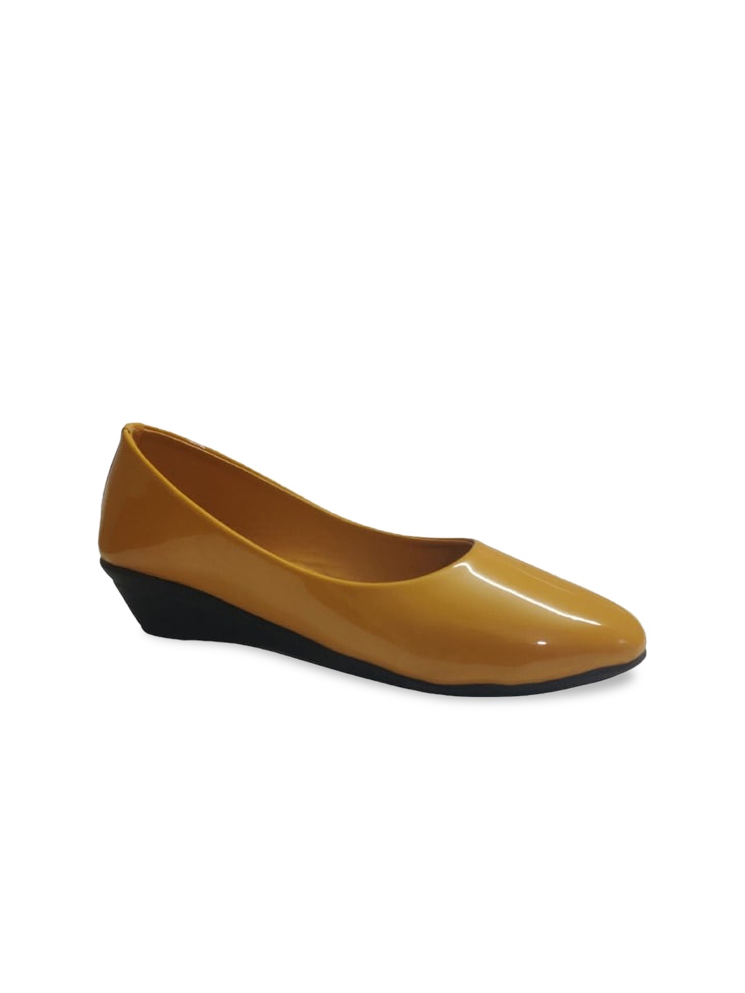 

WOMENS BERRY Yellow Colourblocked Wedge Pumps