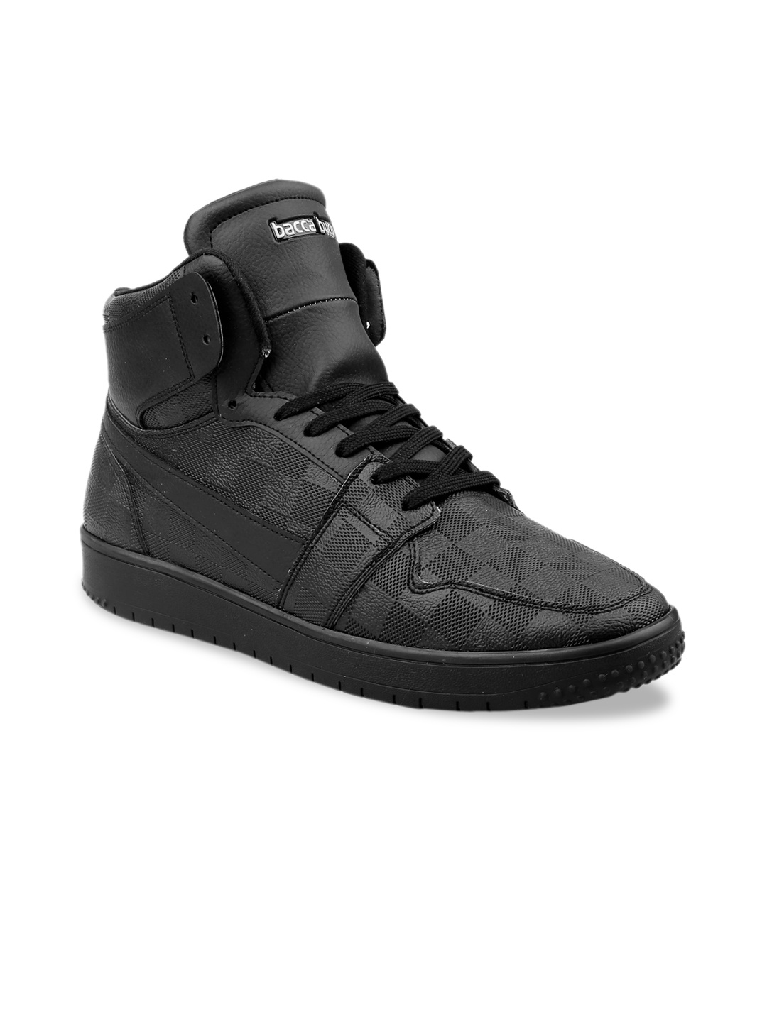 

bacca bucci Men Black Woven Design High-Top Sneakers