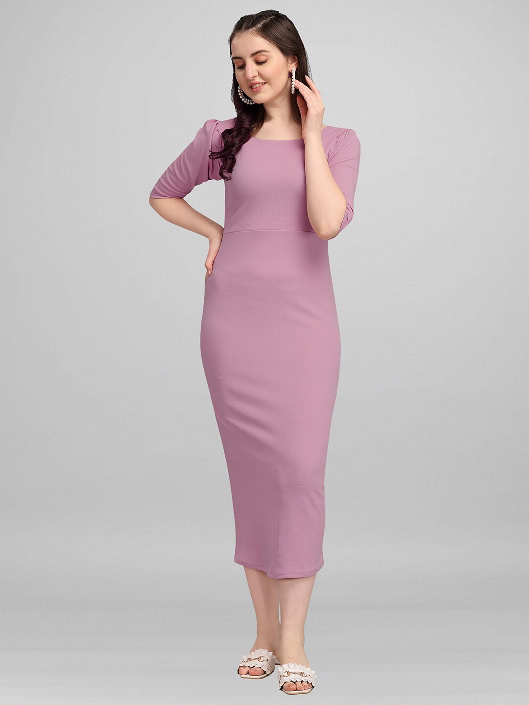 

PURVAJA Violet & lilac Bodycon Midi Dress