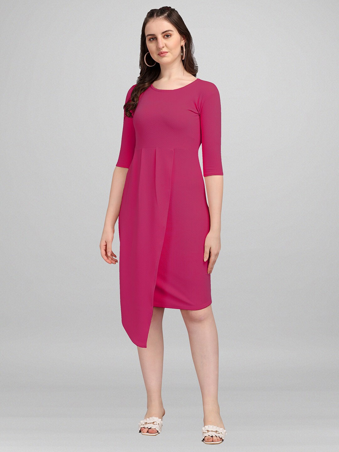 

PURVAJA Pink & royal fuchsia A-Line Dress