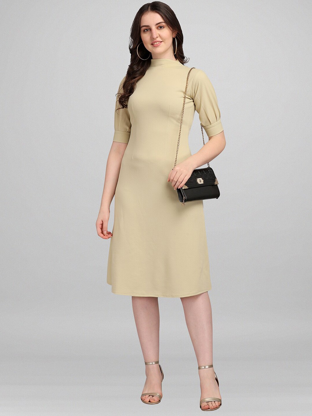 

PURVAJA Olive Green & shifting sand Sheath Dress